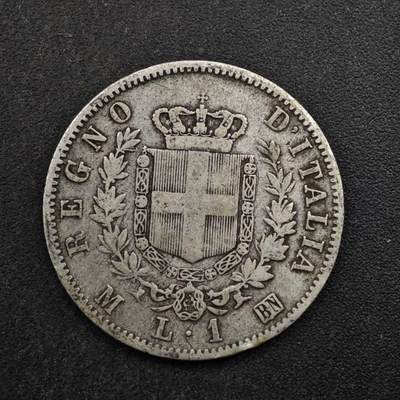 【淘币小摊】实时拍第八百五十拍   散币银币场   满百包邮可预留二周 每周一统一发货   - 意大利1863年1里拉银币