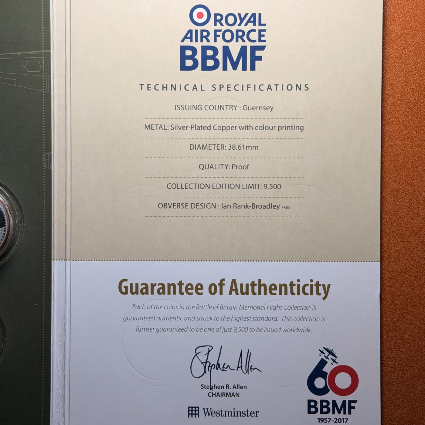 ＜星葵钱币社＞散币克朗场第68期·1月23日发货 〈勿拍·该系列克朗币中拍最多者将免费获取〉根西岛2017年不列颠空战60周年系列卡装纸盒册（空册不含纪念币）