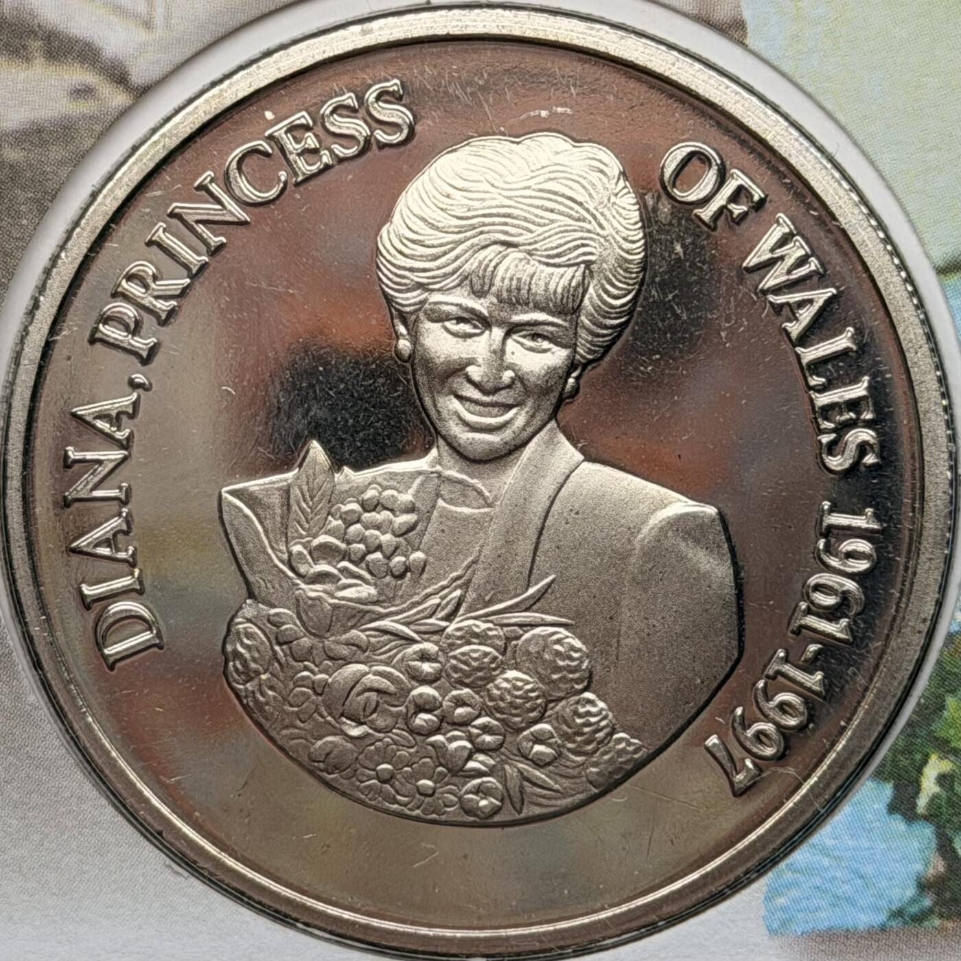 ＜星葵钱币社＞散币克朗场第68期·1月23日发货 〈邮币封〉特克斯和凯科斯群岛1998年戴安娜王妃5克朗纪念币