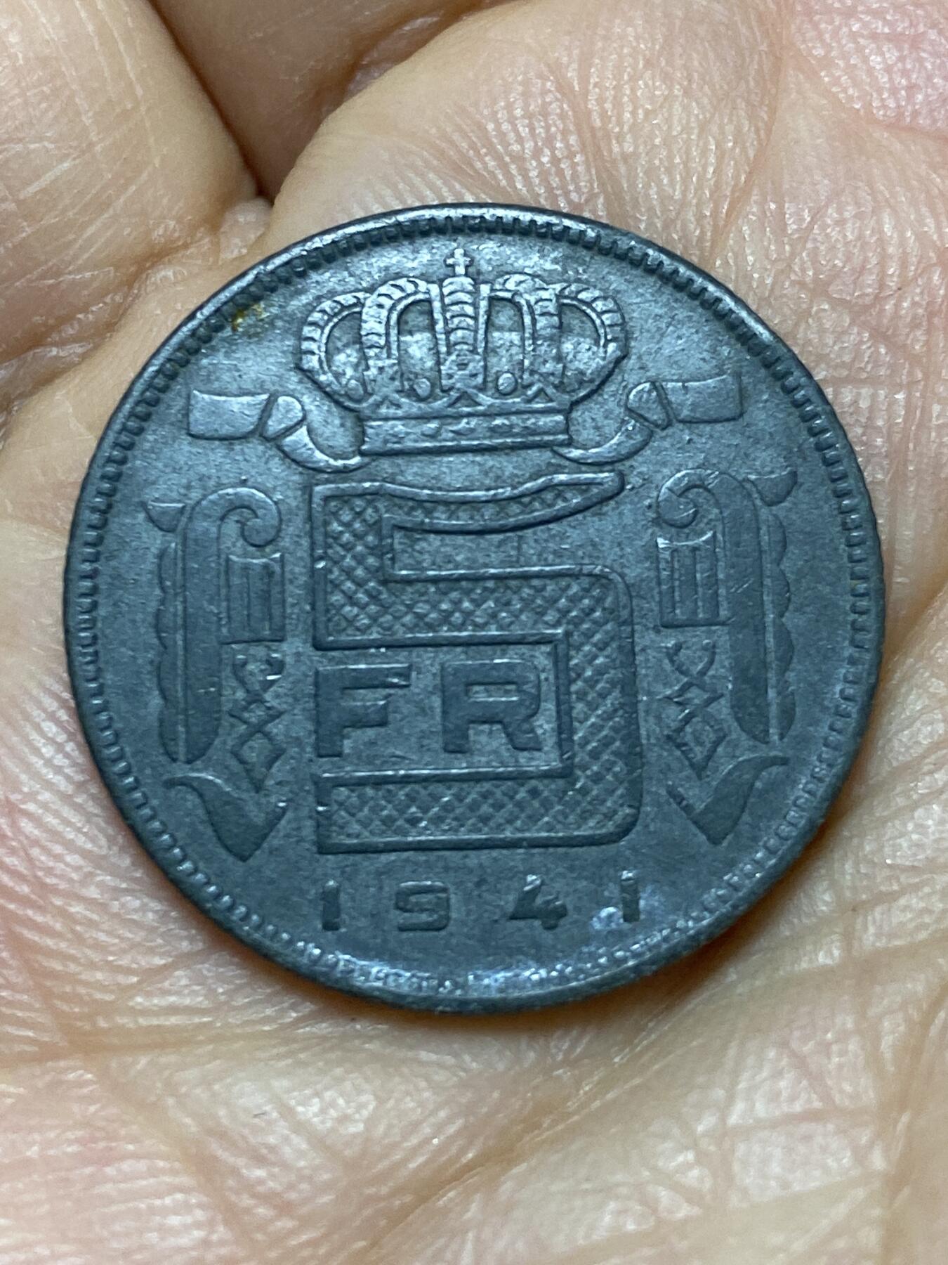 2026年第十一场(总第一百八十场）外国好品散币场(免佣金) 比利时🇧🇪1941年5法郎(利奥波德三世，荷语版)