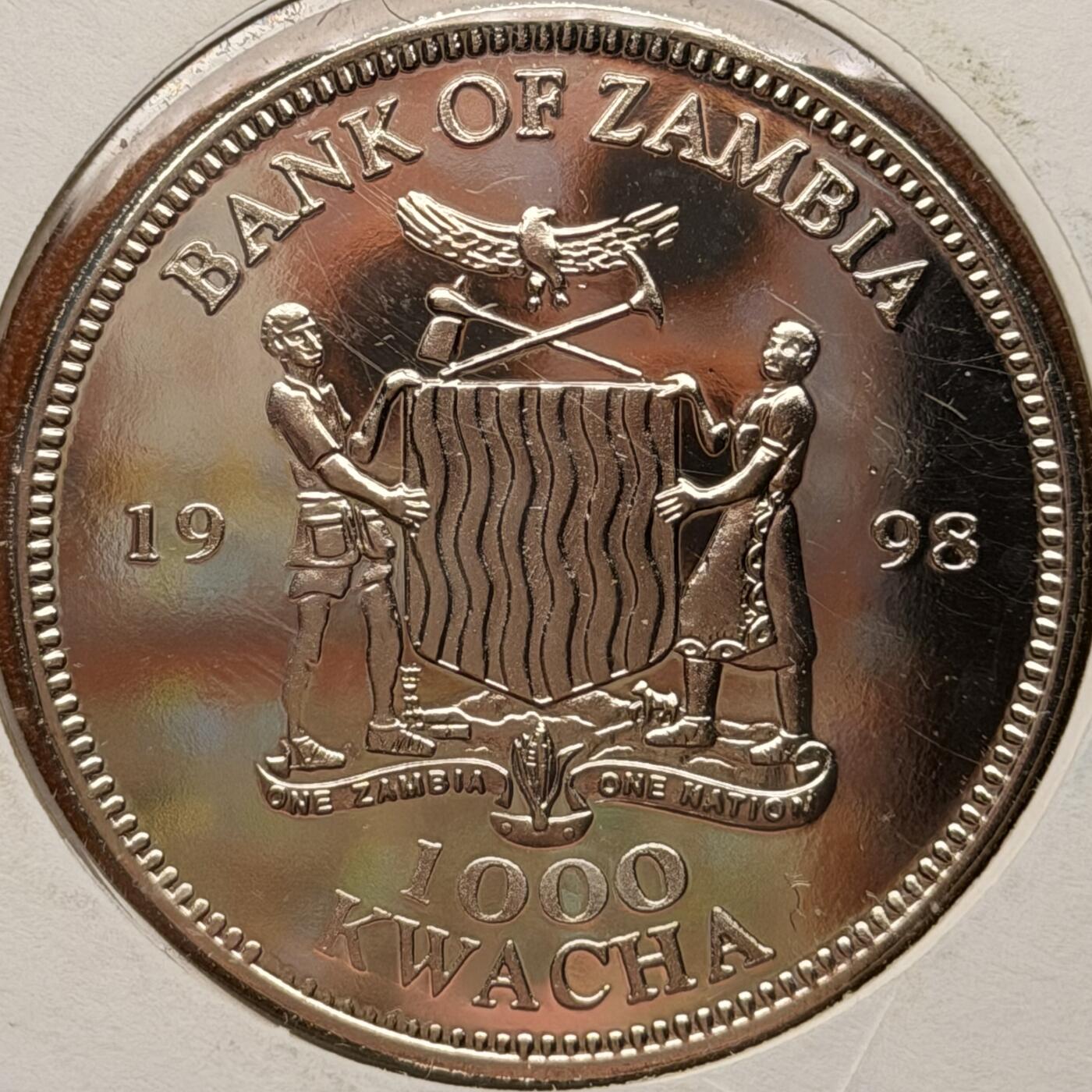 ＜星葵钱币社＞散币克朗场第68期·1月23日发货 〈邮币封〉赞比亚1998年戴安娜王妃1000克瓦查克朗型纪念币