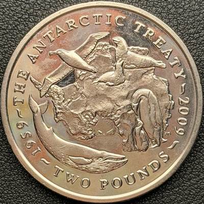 ＜星葵钱币社＞散币克朗场第68期·1月23日发货 - 英属南极领地2009年南极条约签署50周年2镑克朗型纪念币