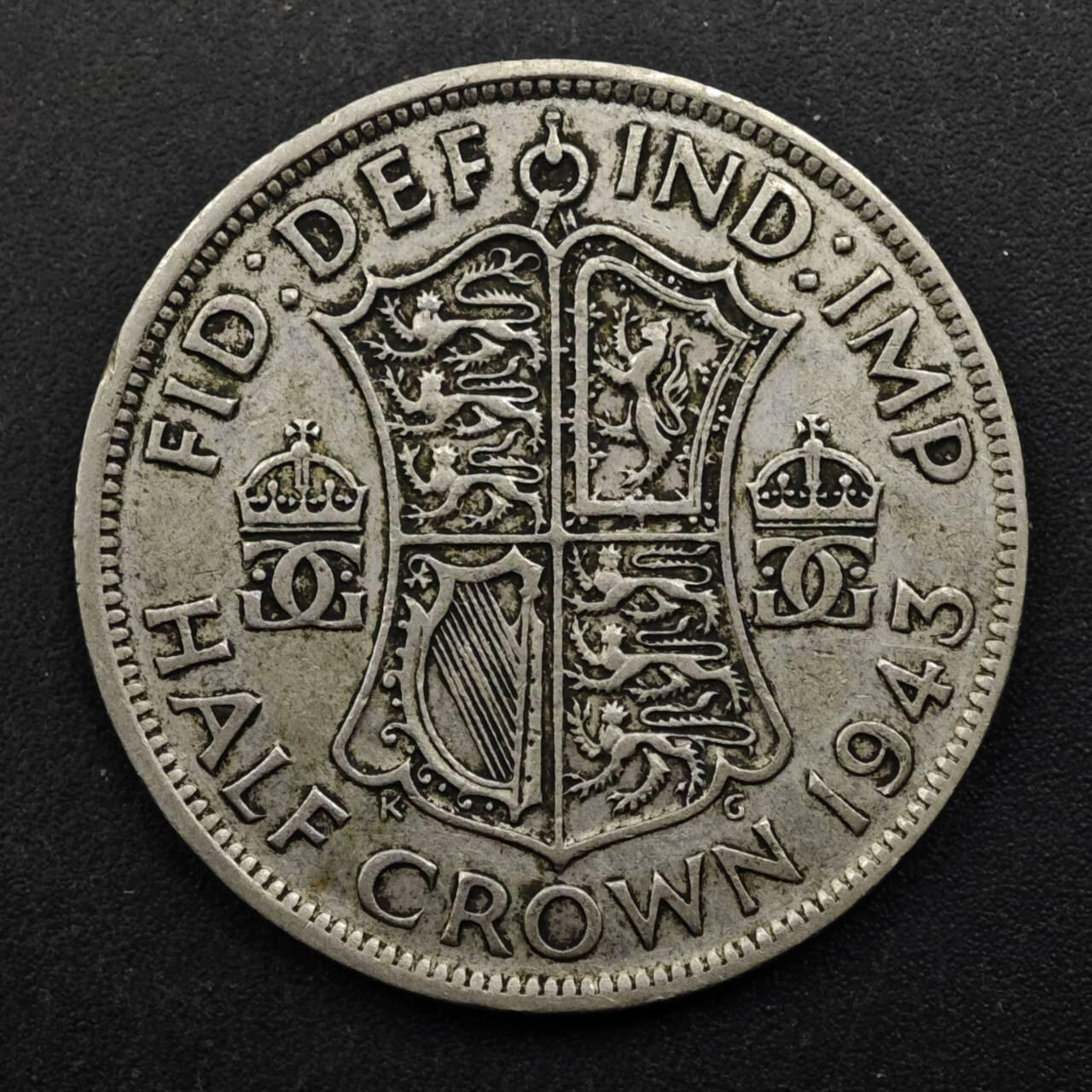 【淘币小摊】实时拍第八百五十拍   散币银币场   满百包邮可预留二周 每周一统一发货   英国1943年乔治六世半克朗银币14.1克500银参考银价153