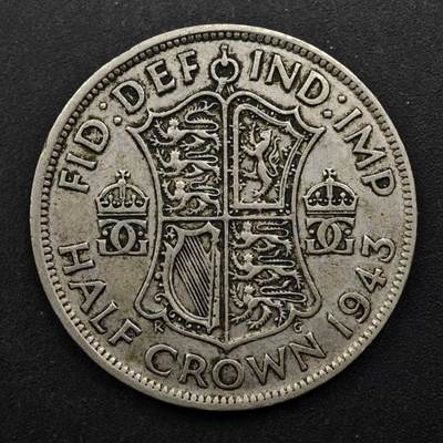 【淘币小摊】实时拍第八百五十拍   散币银币场   满百包邮可预留二周 每周一统一发货   - 英国1943年乔治六世半克朗银币14.1克500银参考银价153