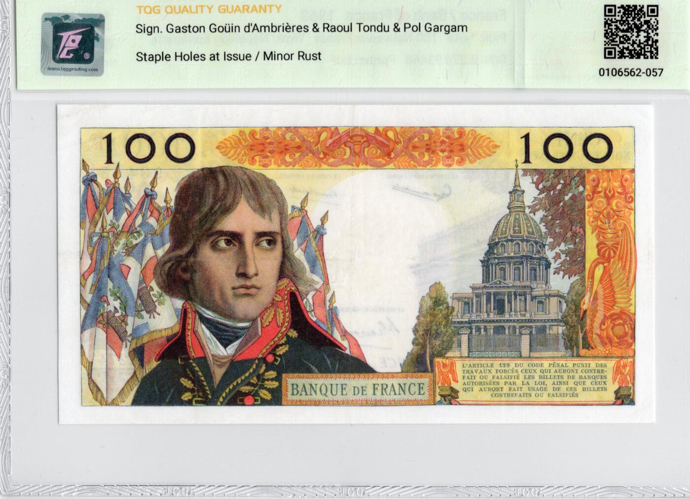 喜羊羊钱币收藏2026第13期(高性价比评级币场) 	法国	P-144a 1963年100新法郎			53				B.274 93468			