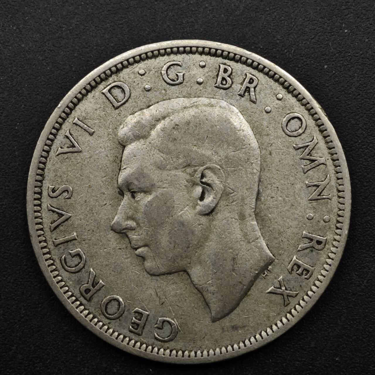 【淘币小摊】实时拍第八百五十拍   散币银币场   满百包邮可预留二周 每周一统一发货   英国1943年乔治六世半克朗银币14.1克500银参考银价153