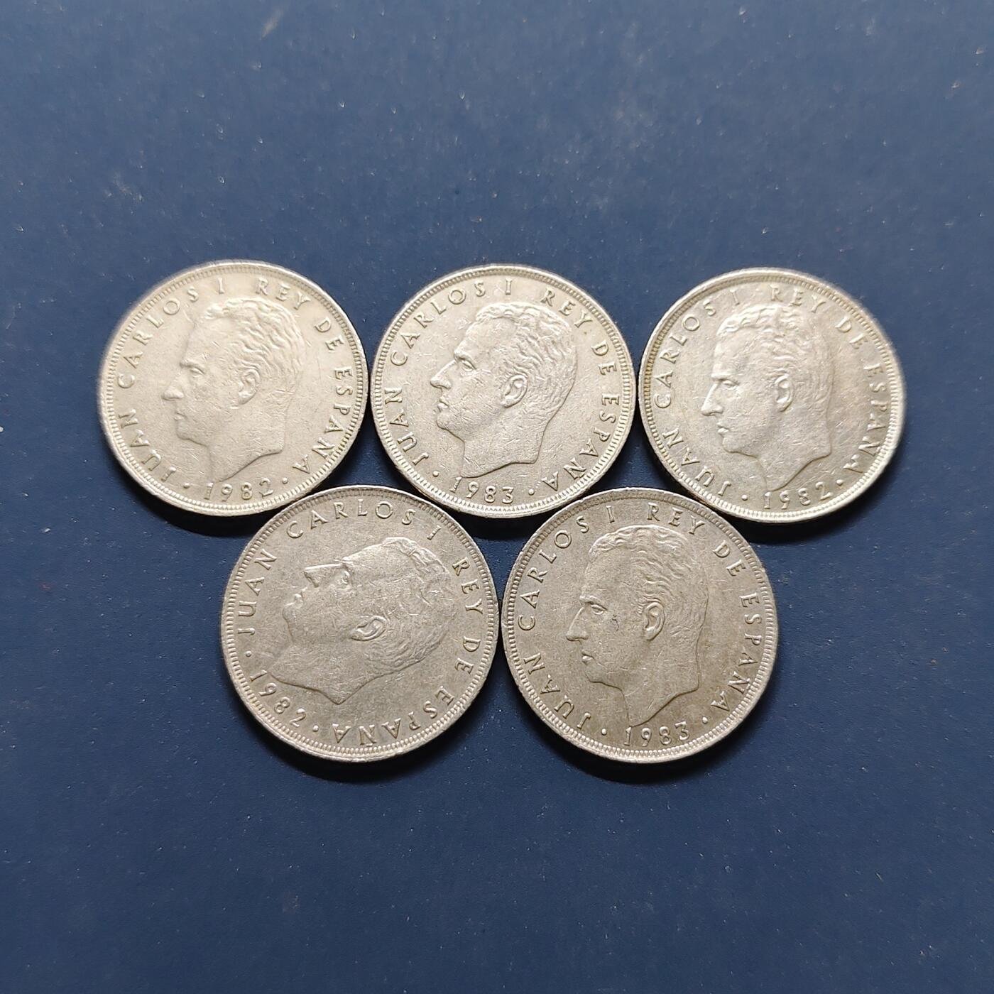 【全场包邮】纯粹捡漏拍496场-持续更新中 西班牙1982-1983年25比塞塔5枚一组