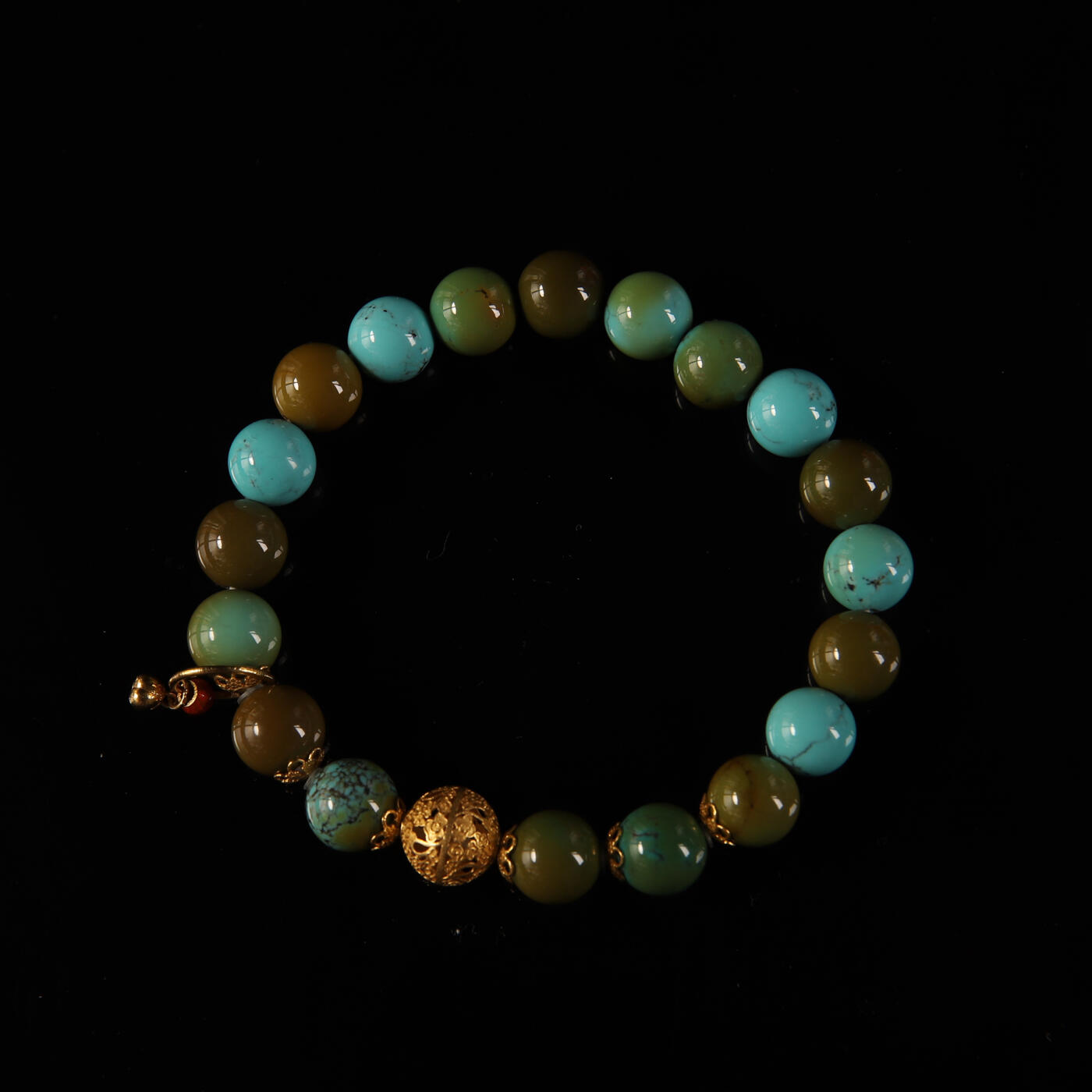 瑰丽珠宝（一） 原矿蓝绿撞色多宝松石18K金手串