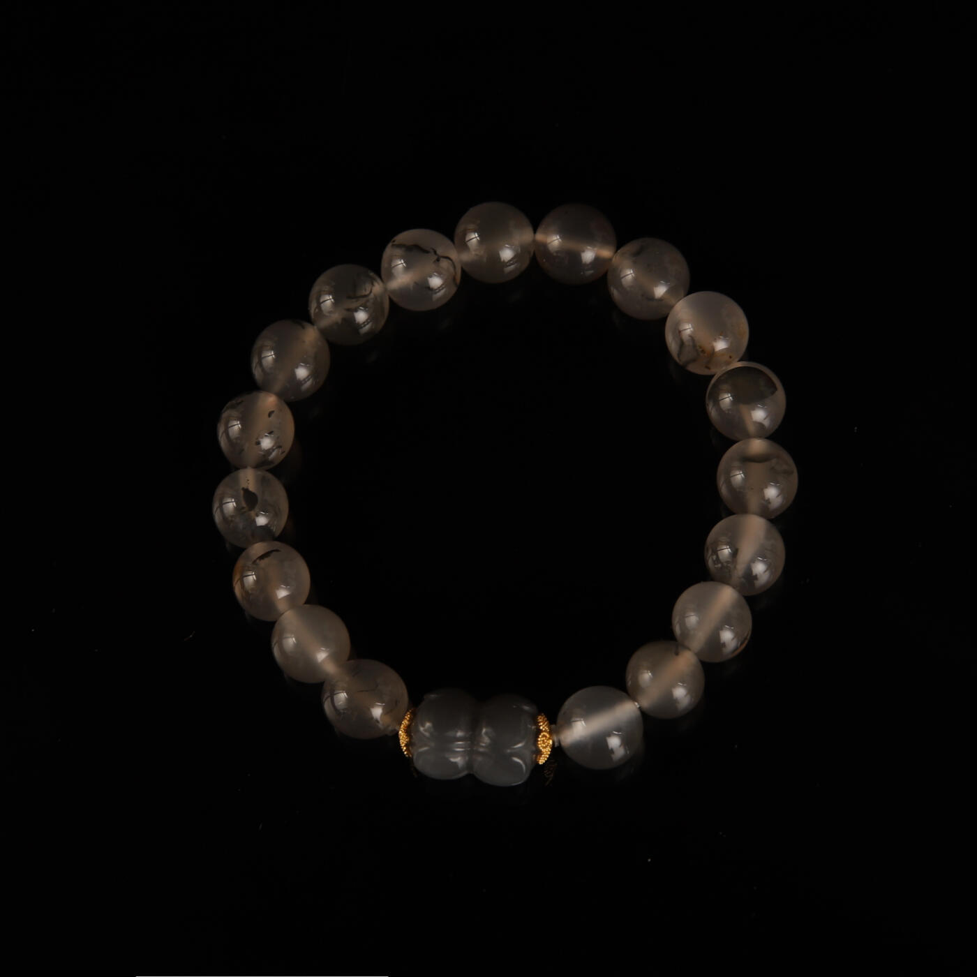 瑰丽珠宝（一） 18k金水墨飘花南红和田玉设计款手串