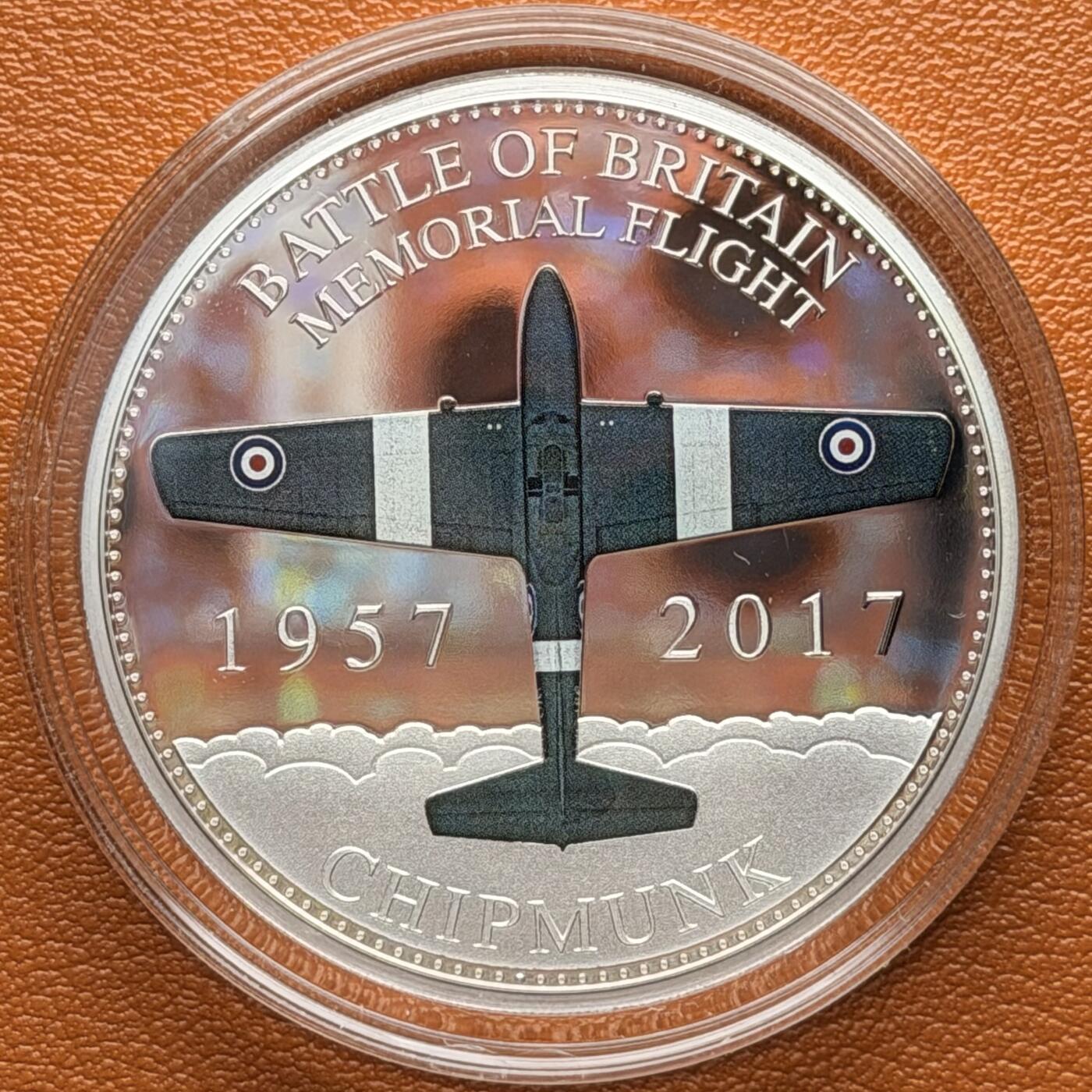 ＜星葵钱币社＞散币克朗场第68期·1月23日发货 〈发行量9500〉根西岛2017年不列颠空战60周年·哈德维兰花栗鼠50便士克朗型彩色精制纪念币