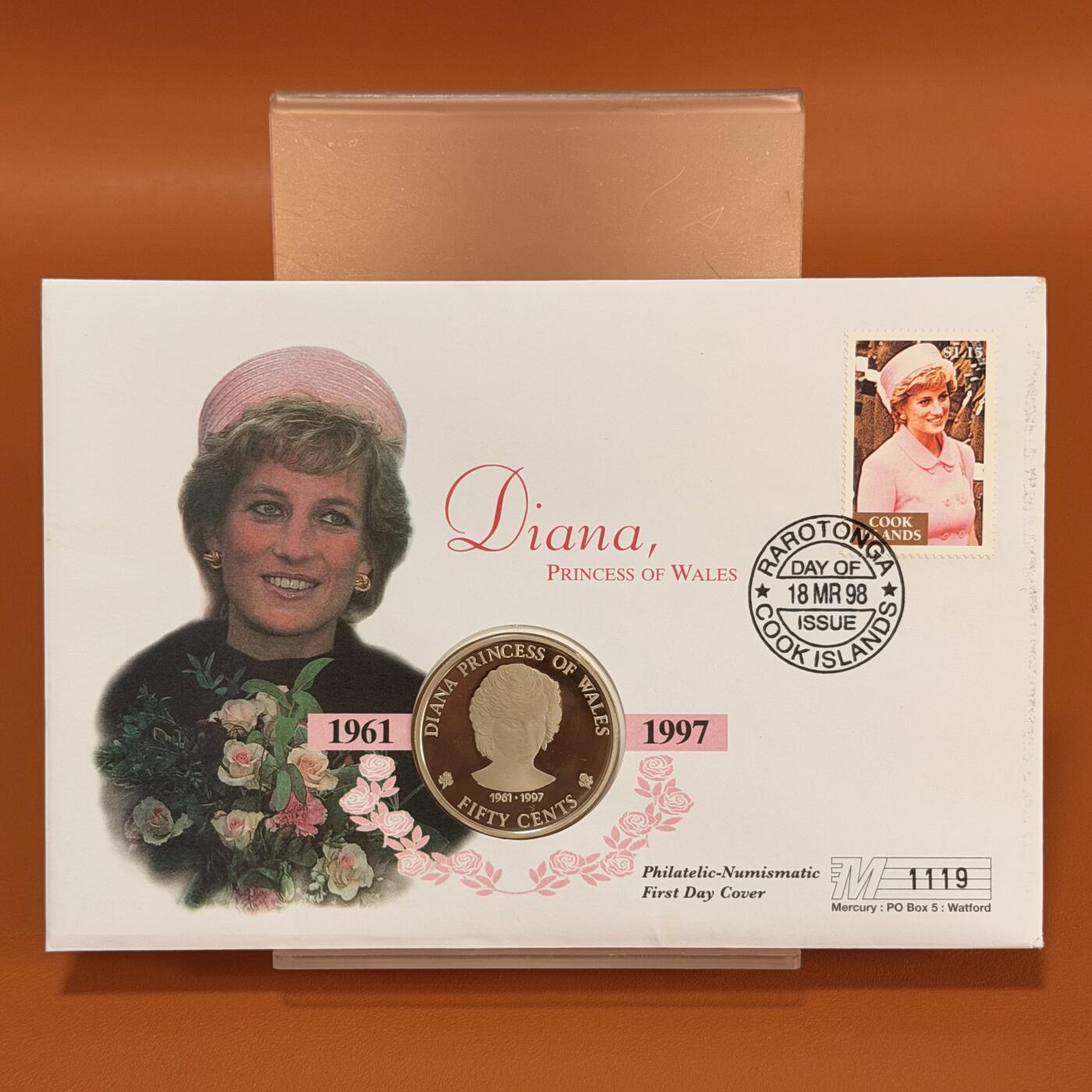 ＜星葵钱币社＞散币克朗场第68期·1月23日发货 〈邮币封〉库克群岛1997年戴安娜王妃50分克朗型纪念币