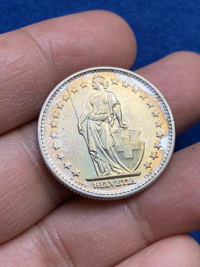 《竞宝斋》第459场 周日，周一，2场连拍 （全场包邮）欢迎送拍 - 瑞士1965年2法郎银币 正面黄油包浆