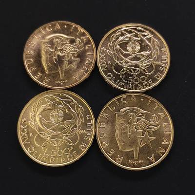 【全场包邮】纯粹捡漏拍497场-持续更新中 - 意大利1988年500里拉首尔奥运会纪念银币4枚一组【29毫米11克83.5%X4枚】