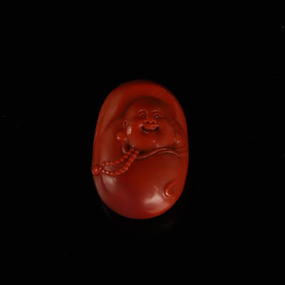 瑰丽珠宝（一） - 精工雕刻高品满色满肉弥勒佛南红吊坠