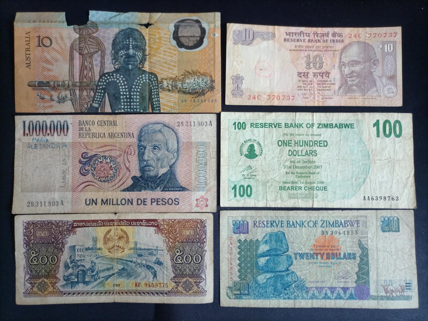 【游宝拍卖】乙巳蛇年第109期 佣金1元起 各国钞票1组 战损品/弱品