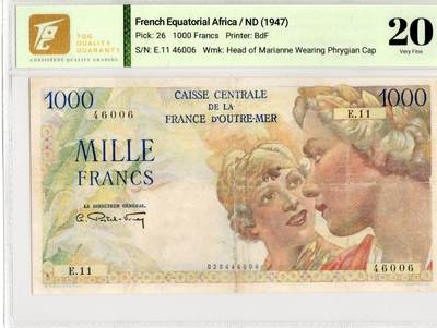 喜羊羊钱币收藏2026第13期(高性价比评级币场) - 	法属印度支那	P-82b 1947-54年100皮阿斯特			45				F.2698 753			