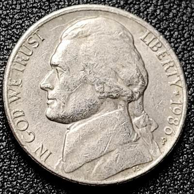 泉币菌-第172场- 精品福利场 - 美国1986年5美分纪念币 杰斐逊 及 故居蒙蒂塞洛庄园 21mm 