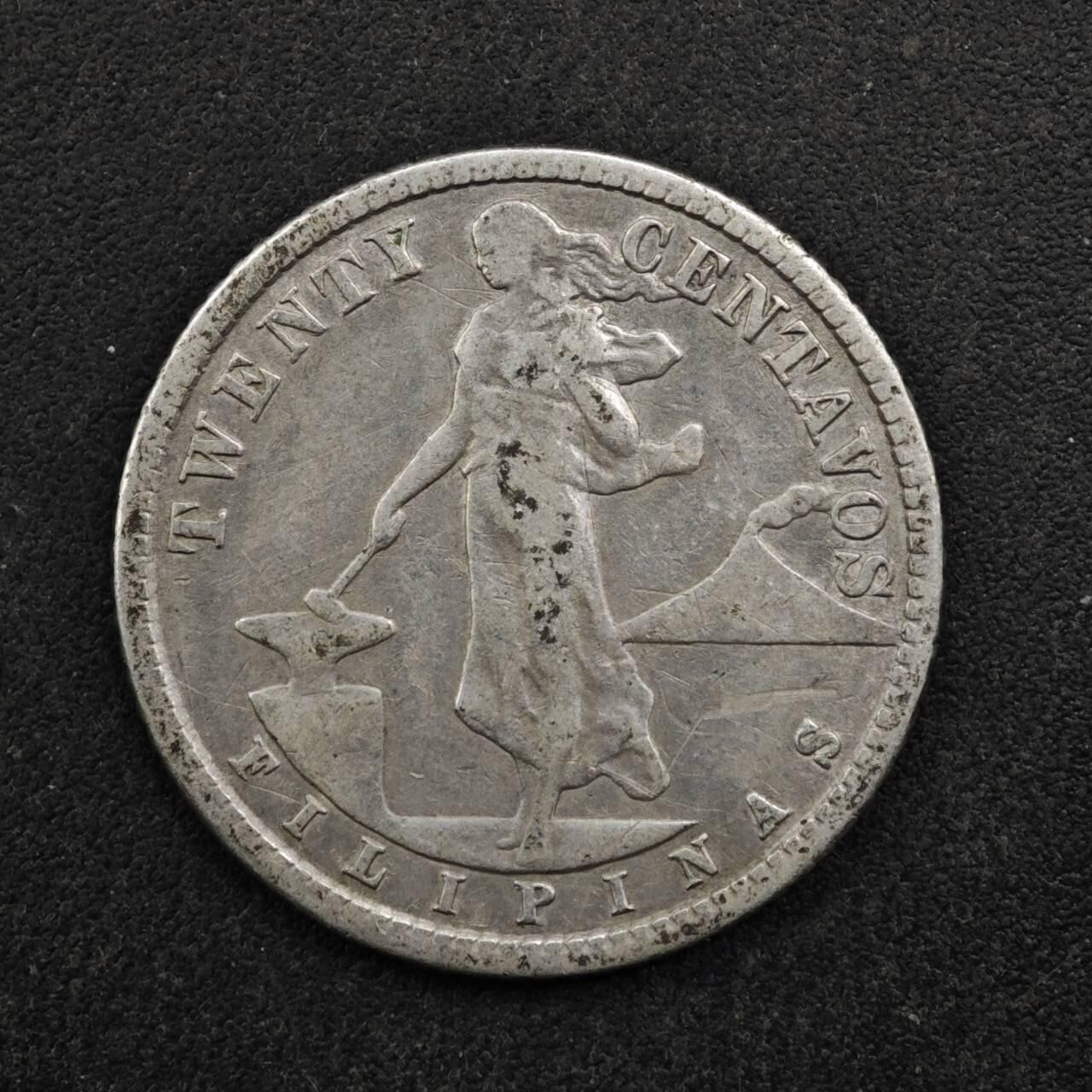 【淘币小摊】实时拍第八百五十拍   散币银币场   满百包邮可预留二周 每周一统一发货   菲律宾1919年20分银币