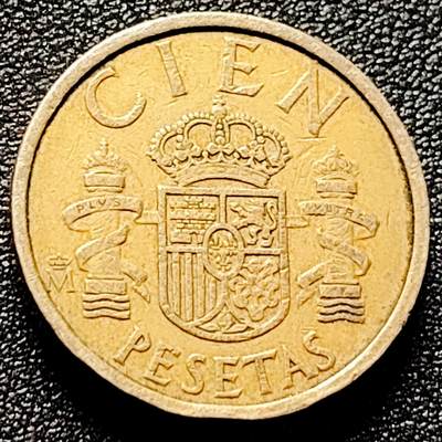 泉币菌-第172场- 精品福利场 - 双柱 西班牙100比萨塔硬币 80年代版 直径24.5MM加厚黄铜币 花边