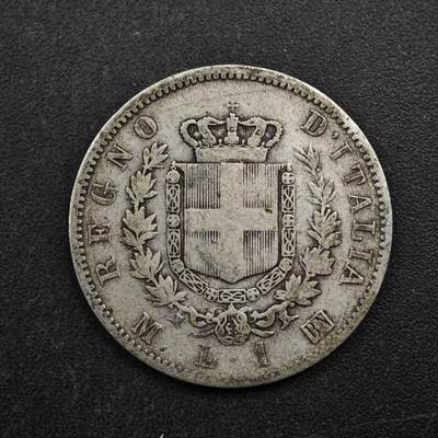 【淘币小摊】实时拍第八百五十拍   散币银币场   满百包邮可预留二周 每周一统一发货   - 意大利1863年1里拉银币