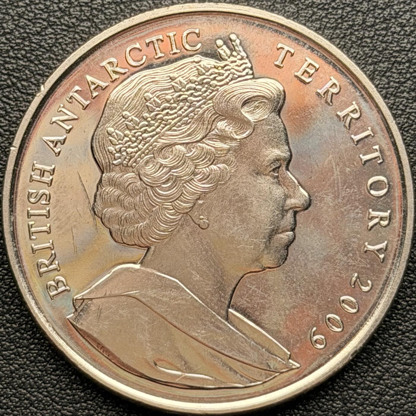 ＜星葵钱币社＞散币克朗场第68期·1月23日发货 英属南极领地2009年南极条约签署50周年2镑克朗型纪念币