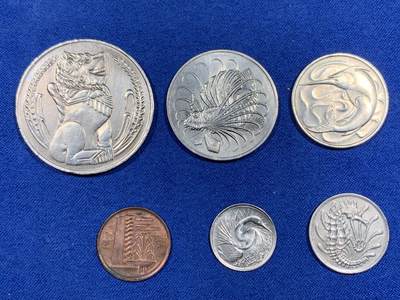 《竞宝斋》第459场 周日，周一，2场连拍 （全场包邮）欢迎送拍 - 新加坡套币 老版 动物版 细节见图