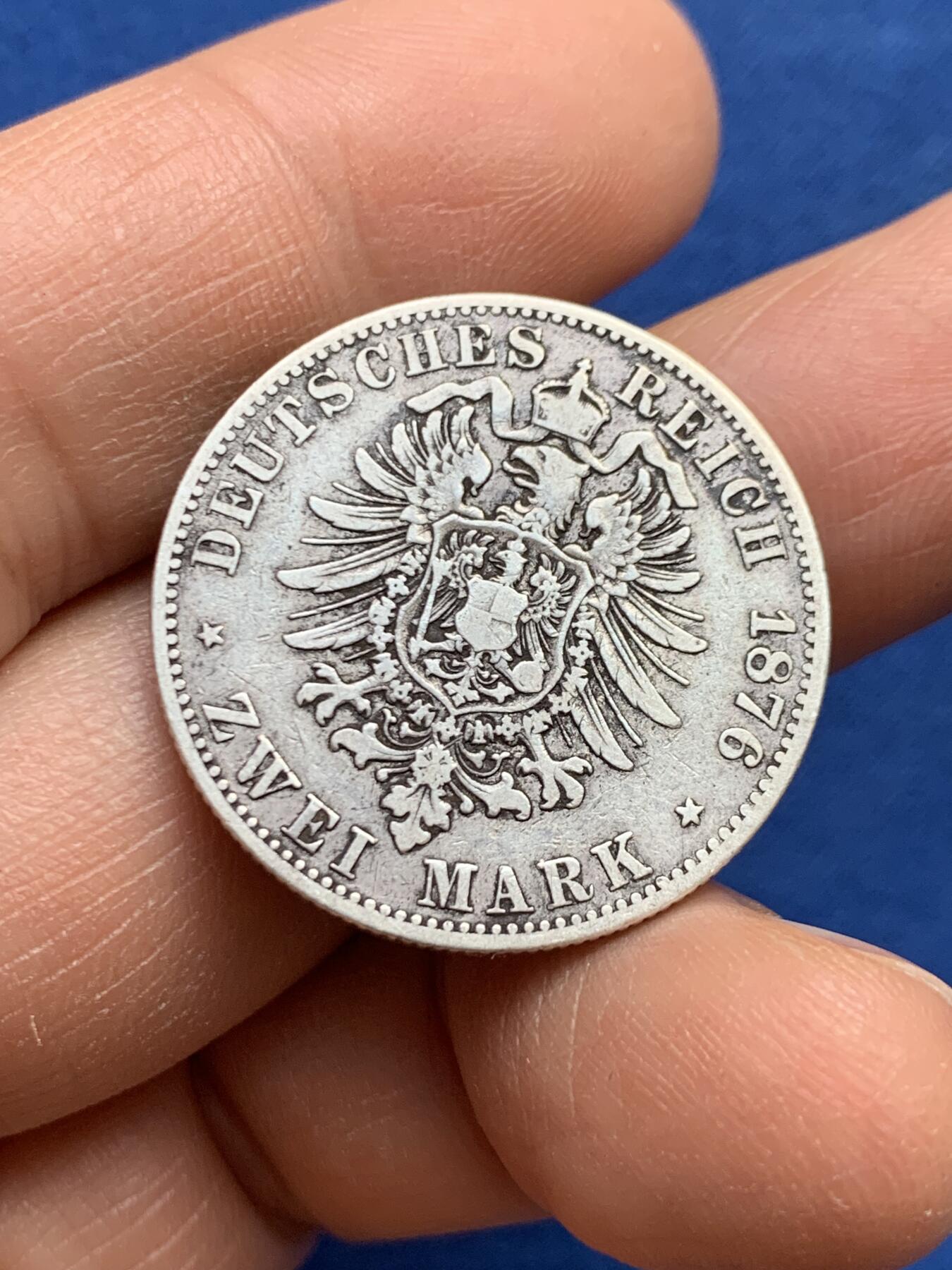 《竞宝斋》第459场 周日，周一，2场连拍 （全场包邮）欢迎送拍 德国1876年A厂威廉一世2马克