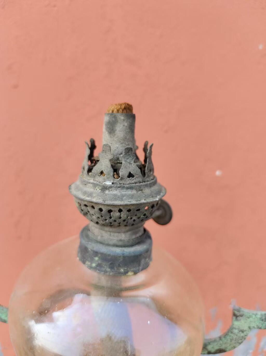 民国煤油老挂灯，铜架，古色古香 ，难得的一套，总高48公分