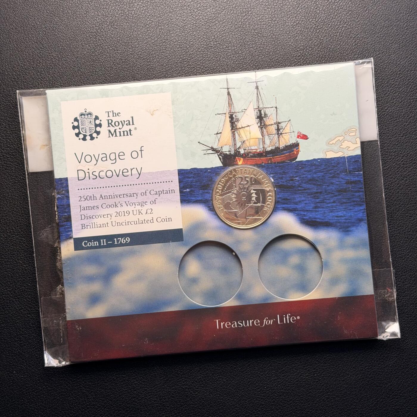 ＜星葵钱币社＞散币克朗场第68期·1月23日发货 英国2019年库克船长发现之旅250周年2镑卡装双色纪念币