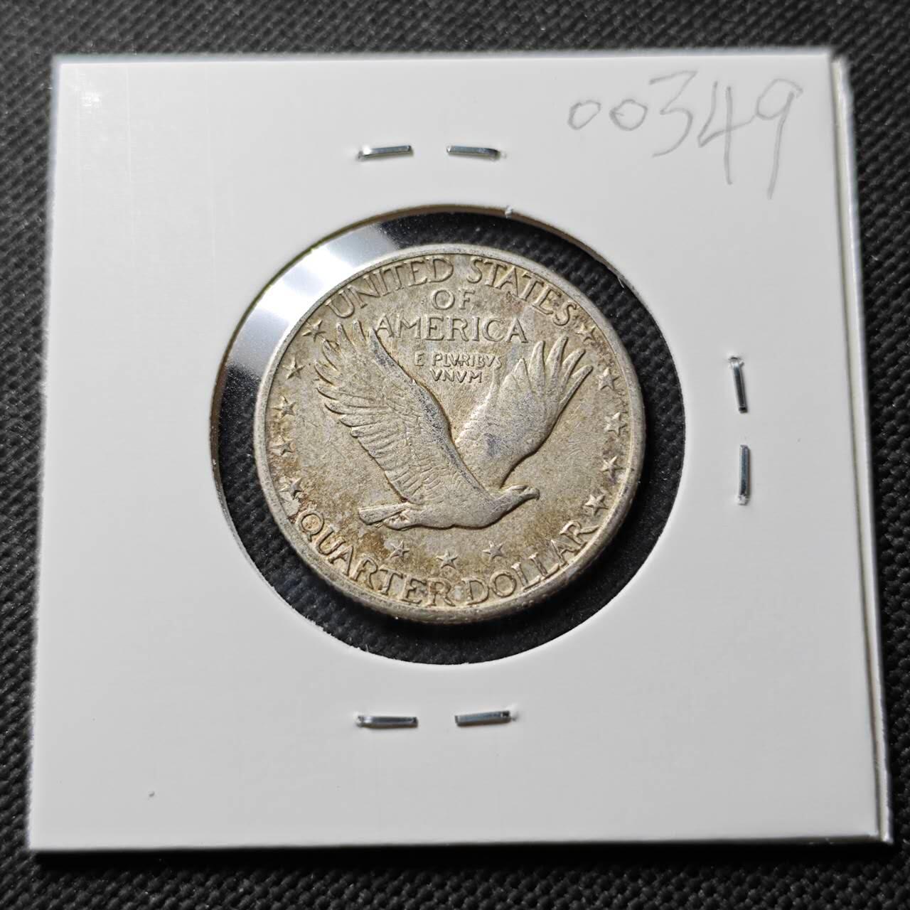 KK钱币收藏小铺  第400期  百期特拍（四拍之四）2月预留时间 周末发货  1924美国站人飞鹰25分银币 整体品不错