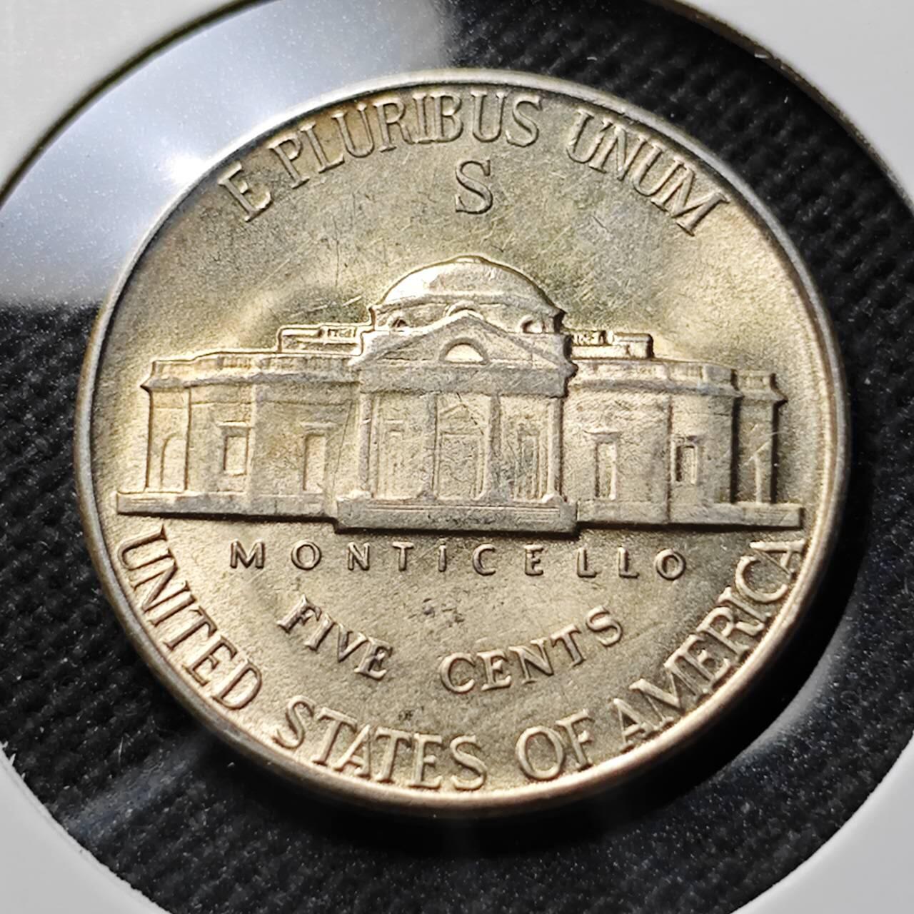 KK钱币收藏小铺  第400期  百期特拍（四拍之四）2月预留时间 周末发货  1945美国5分银币 MS品