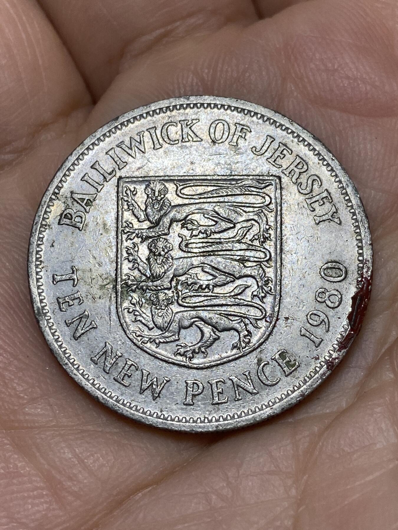 2026年第十一场(总第一百八十场）外国好品散币场(免佣金) 英属泽西岛🇯🇪1980年10新便士(伊丽莎白二世中年花冠，第一套关门年)