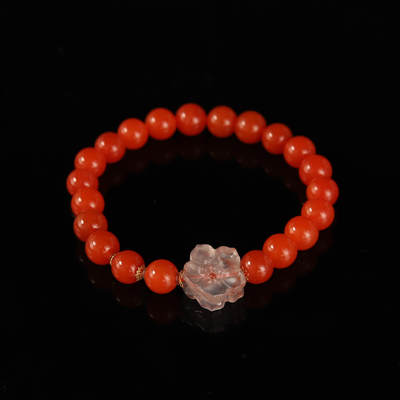 瑰丽珠宝（一） - 18K金樱桃红南红梅花设计款手串