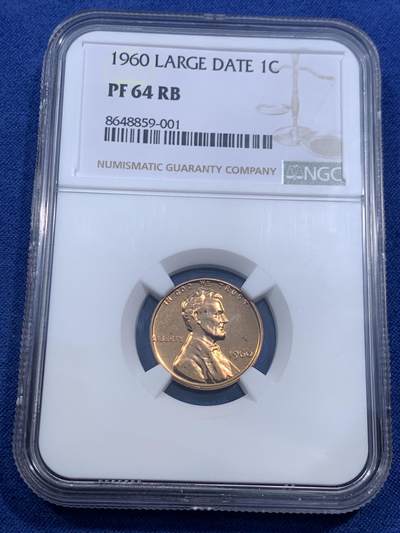 《竞宝斋》第459场 周日，周一，2场连拍 （全场包邮）欢迎送拍 - NGC PF64RB 美国1960年林肯1美分 少见早期精制版本