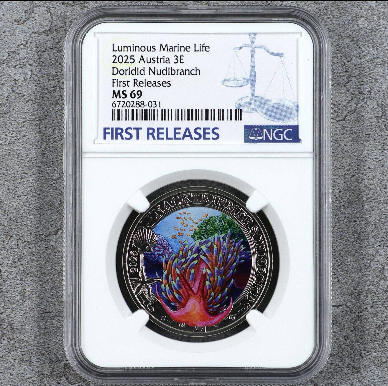 发光海洋生物1  2025奥地利海蛞蝓纪念币 