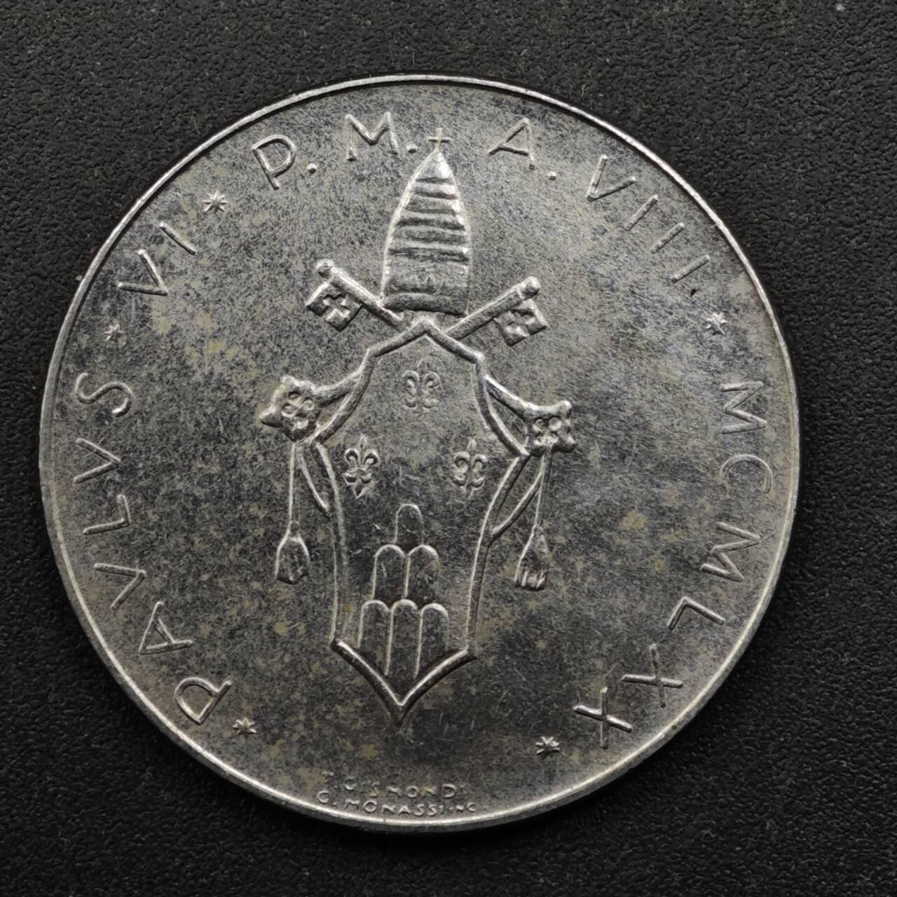 【淘币小摊】实时拍第八百五十拍   散币银币场   满百包邮可预留二周 每周一统一发货   梵蒂冈1970年100里拉