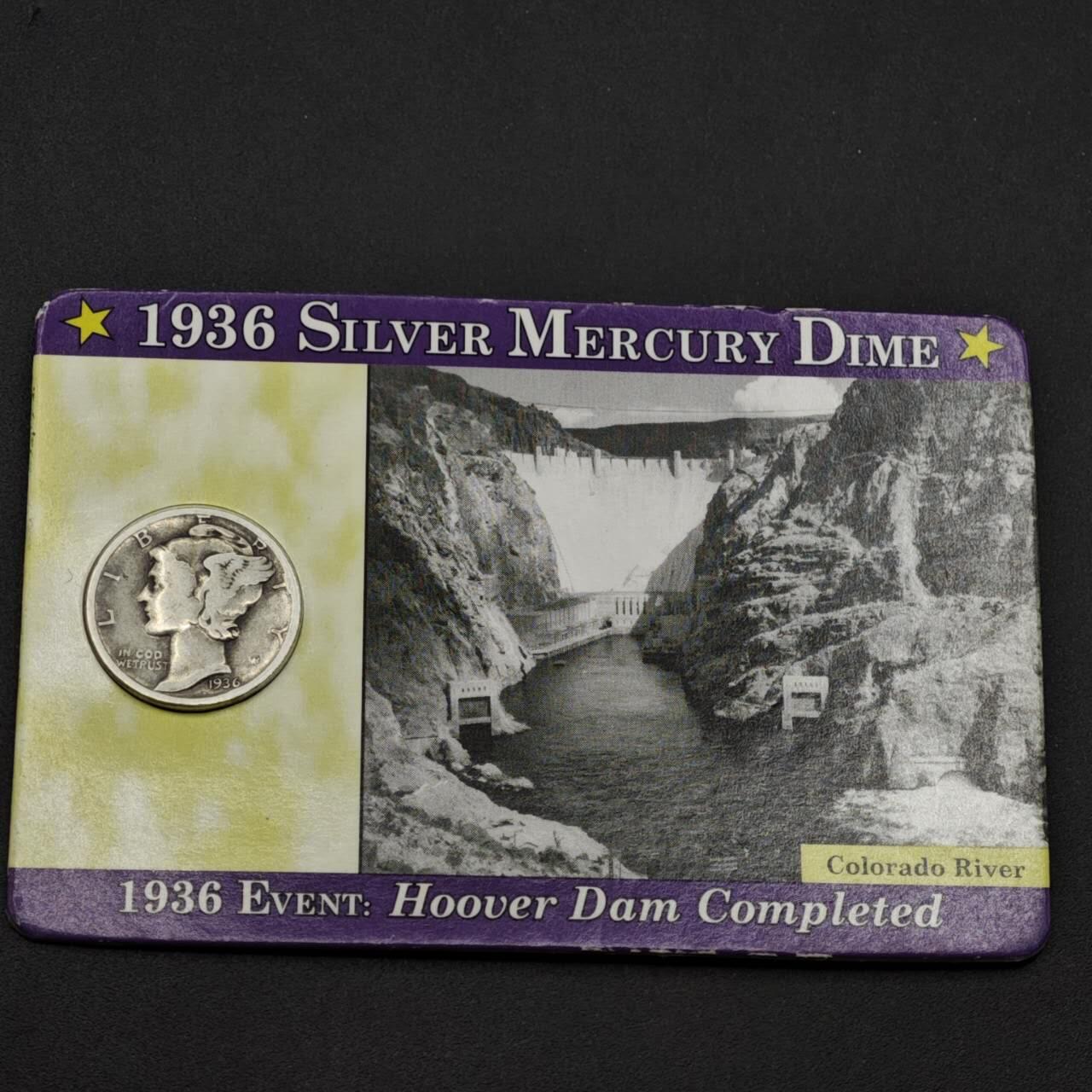 【淘币小摊】实时拍第八百五十拍   散币银币场   满百包邮可预留二周 每周一统一发货   美国1936年小飞人10分银币卡册2.5克900银参考银价48