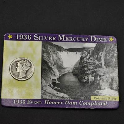 【淘币小摊】实时拍第八百五十拍   散币银币场   满百包邮可预留二周 每周一统一发货   - 美国1936年小飞人10分银币卡册2.5克900银参考银价48