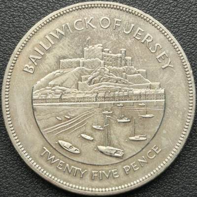 ＜星葵钱币社＞散币克朗场第68期·1月23日发货 - 泽西岛1977年女王登基25周年25便士克朗型纪念币