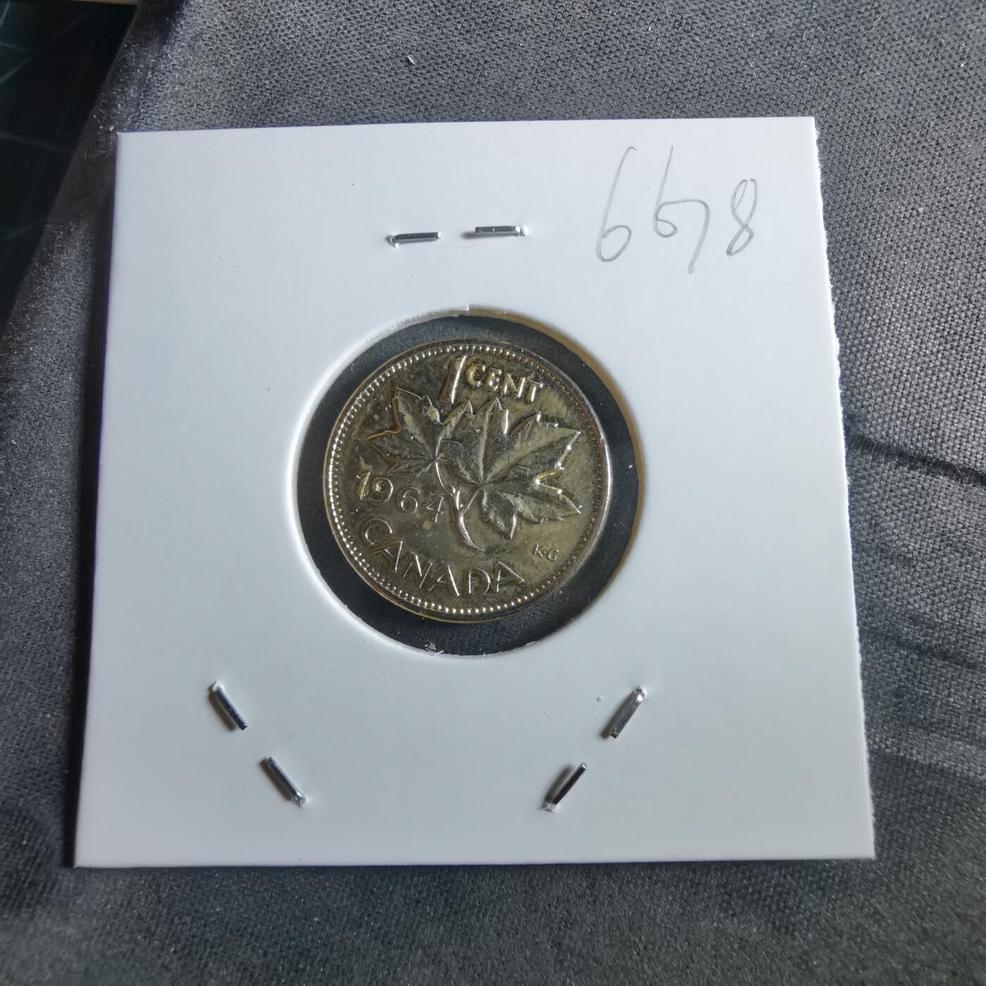 沼泽如烟--第966场 加拿大1964年一分有镀层