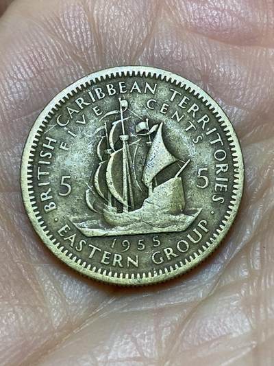 2026年第十一场(总第一百八十场）外国好品散币场(免佣金) - 英属加勒比领地1955年5分(伊丽莎白二世青年带冠，首发年)