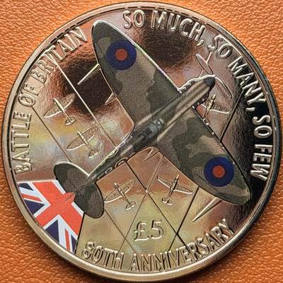 ＜星葵钱币社＞散币克朗场第68期·1月23日发货 - 根西岛2020年不列颠空战80周年5镑克朗型彩色纪念币