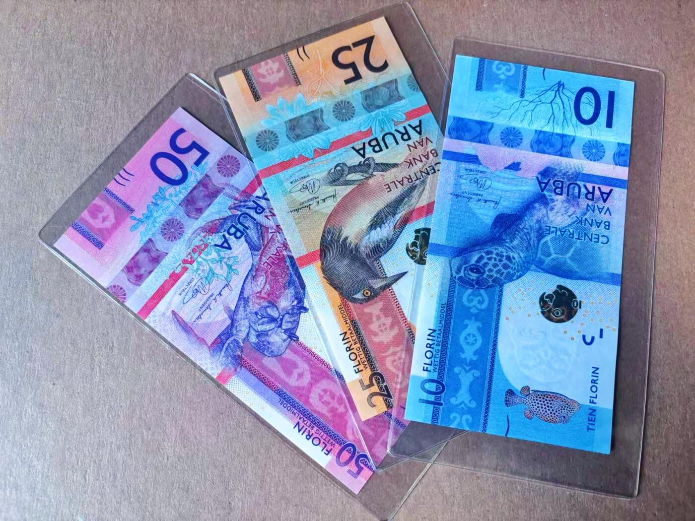 【Blue Auction】世界纸币精拍第777期——18级TOP拍卖/信誉/品质/专业/高效💫 【一组3张 含A冠无47】阿鲁巴 2019年10-25-50弗罗林 全新UNC