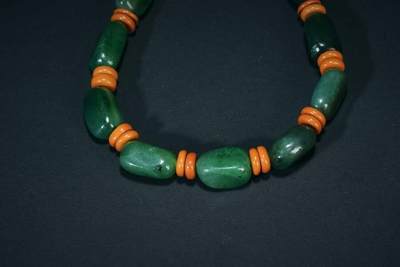 上海都达杂项专场四十八【全场包邮】  天然 和田玉碧玉随形糖珠手串 附鉴定证书86-82