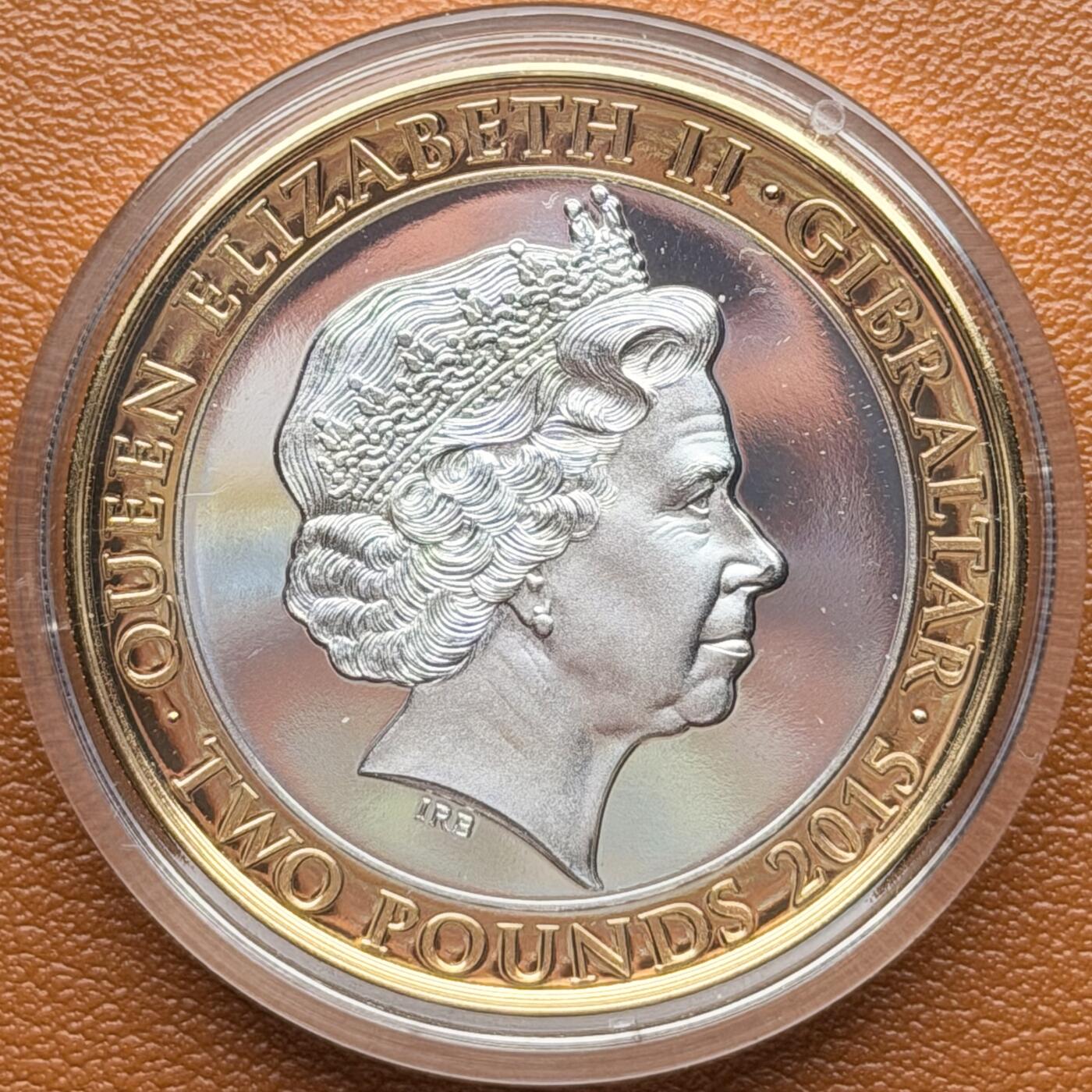 ＜星葵钱币社＞散币克朗场第68期·1月23日发货 直布罗陀2015年温斯顿·丘吉尔逝世50周年2镑克朗型镀金镀银纪念币