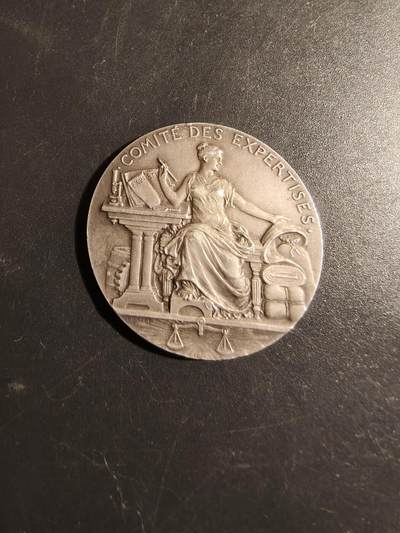 老王徽章第178期 - 法国工业与商业部银代章     800银     直径33mm    重量15.6g