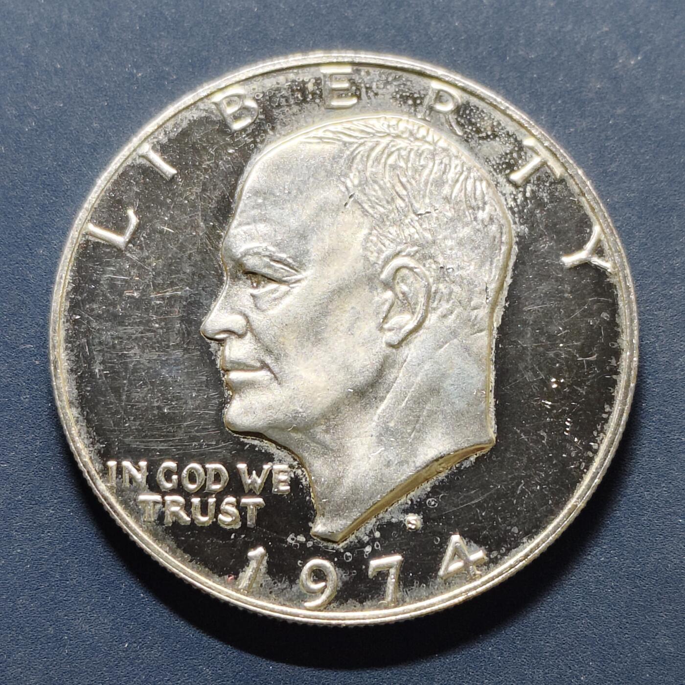 【全场包邮】纯粹捡漏拍497场-持续更新中 美国1971年艾森豪威尔1元精制银币【38.1毫米24.6克40%】