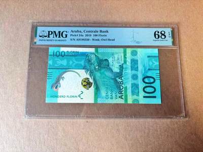 【Blue Auction】世界纸币精拍第777期——18级TOP拍卖/信誉/品质/专业/高效💫 - 【A冠无47 获奖钞】阿鲁巴 2019年100弗罗林 大蜥蜴 PMG68EPQ 高分
