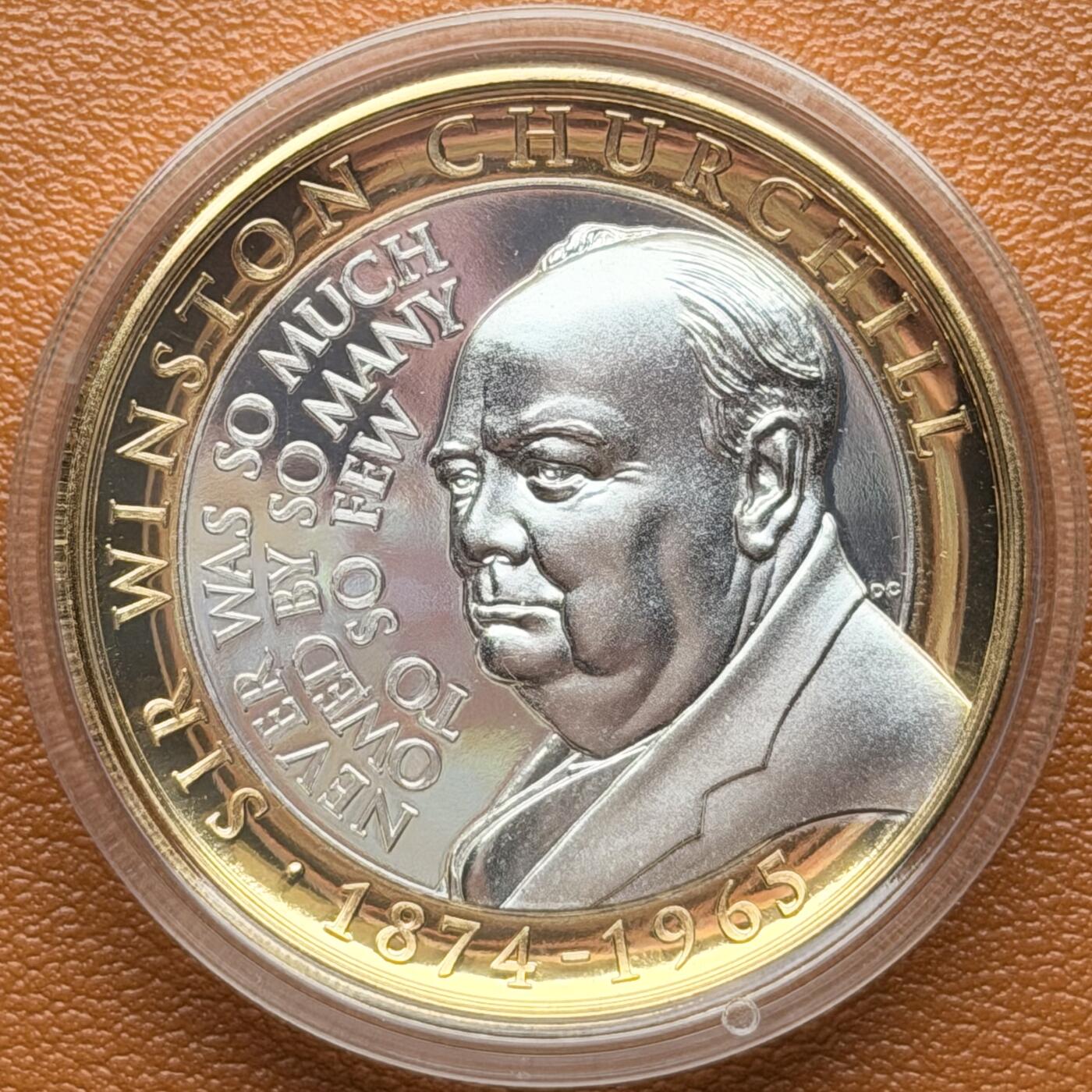 ＜星葵钱币社＞散币克朗场第68期·1月23日发货 直布罗陀2015年温斯顿·丘吉尔逝世50周年2镑克朗型镀金镀银纪念币