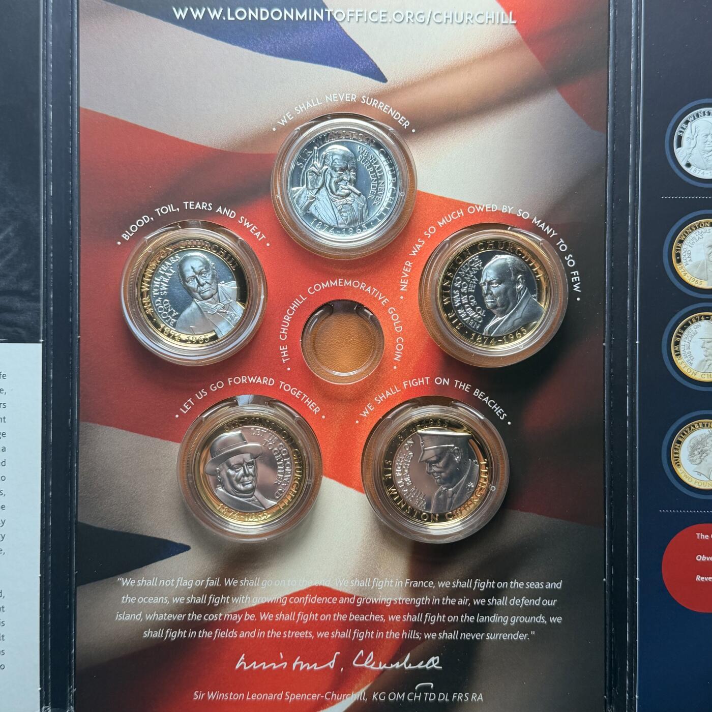 ＜星葵钱币社＞散币克朗场第68期·1月23日发货 〈勿拍·该系列克朗币中拍最多者将免费获取〉直布罗陀2015年温斯顿·丘吉尔爵士逝世50周年系列卡装纸盒册（空册不含纪念币）